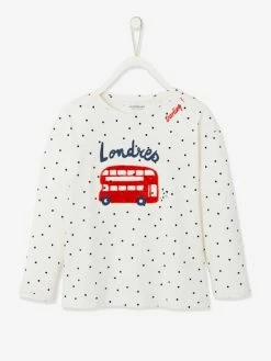 T-shirt Fille Motif City Détails Fantaisie Ivoire Imprimé - Vertbaudet
