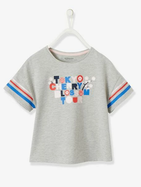 T-shirt Fille Motif Graphique Irisé Gris Chiné - Vertbaudet 1 T-shirt Fille Motif Graphique Irisé Gris Chiné - Vertbaudet