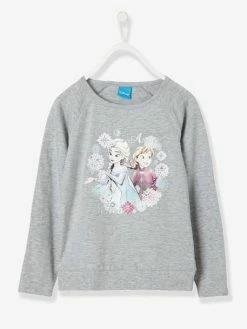 T-shirt Fille Reine Des Neiges® à Paillettes Gris - Reine Des Neiges