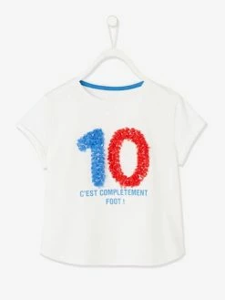 T-shirt Foot Fille Motif Froufrou Fantaisie Blanc - Vertbaudet