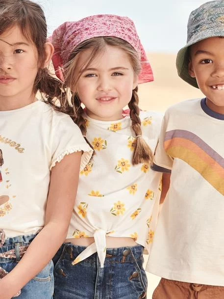 T-shirt Imprimé Fille Avec Noeud Fantaisie Kaki - Vertbaudet 5 T-shirt Imprimé Fille Avec Noeud Fantaisie Kaki - Vertbaudet – Image 5