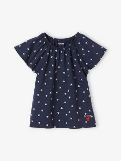 T-shirt Imprimé Manches Papillon Fille Bleu Ciel - Vertbaudet