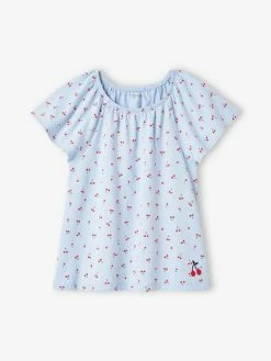 T-shirt Imprimé Manches Papillon Fille Bleu Ciel - Vertbaudet -cyrillus boutique t shirt imprime manches papillon fille 3