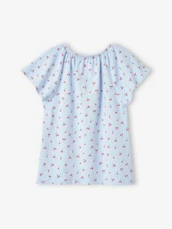 T-shirt Imprimé Manches Papillon Fille Bleu Ciel - Vertbaudet -cyrillus boutique t shirt imprime manches papillon fille 4