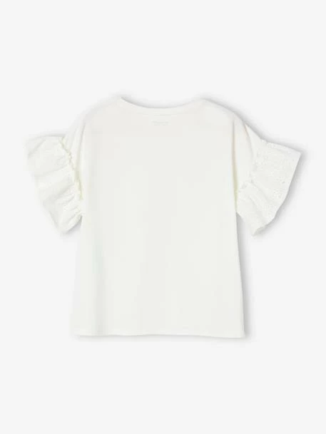 T-shirt Manches à Volants En Broderie Anglaise Fille écru - Vertbaudet 2 T-shirt Manches à Volants En Broderie Anglaise Fille écru - Vertbaudet – Image 2