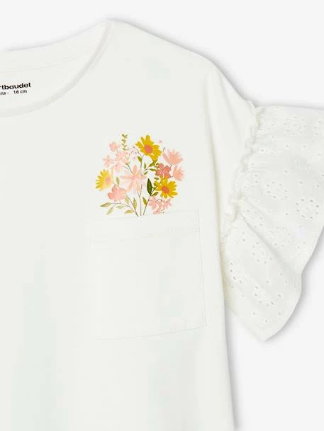 T-shirt Manches à Volants En Broderie Anglaise Fille écru - Vertbaudet 3 T-shirt Manches à Volants En Broderie Anglaise Fille écru - Vertbaudet – Image 3