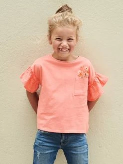 T-shirt Manches à Volants En Broderie Anglaise Fille écru - Vertbaudet 9 T-shirt Manches à Volants En Broderie Anglaise Fille écru - Vertbaudet -cyrillus boutique t shirt manches a volants en broderie anglaise fille 3