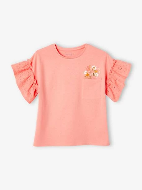 T-shirt Manches à Volants En Broderie Anglaise Fille écru - Vertbaudet 5 T-shirt Manches à Volants En Broderie Anglaise Fille écru - Vertbaudet – Image 5