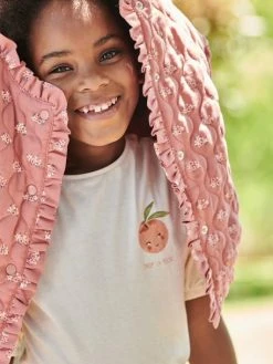 Alternative view of T-shirt Manches Boules Fille Motif Fruit Poitrine Rose Pâle - Vertbaudet