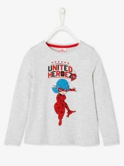 T-shirt Manches Longues Miraculous® Fille Gris Chine Avec Anime - Miraculous