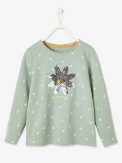 T-shirt Motif En Sequins Réversibles Fille écru Imprimé - Vertbaudet -cyrillus boutique t shirt motif en sequins reversibles fille 4