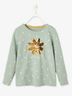 T-shirt Motif En Sequins Réversibles Fille écru Imprimé - Vertbaudet -cyrillus boutique t shirt motif en sequins reversibles fille 5