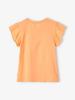 Alternative view of T-shirt Motif Fleurs 3D Fille Manches Courtes Volantées Orange - Vertbaudet