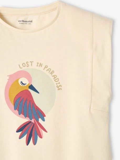 T-shirt Motif Oiseau De Paradis Fille Manches épaules écru - Vertbaudet 3 T-shirt Motif Oiseau De Paradis Fille Manches épaules écru - Vertbaudet – Image 3