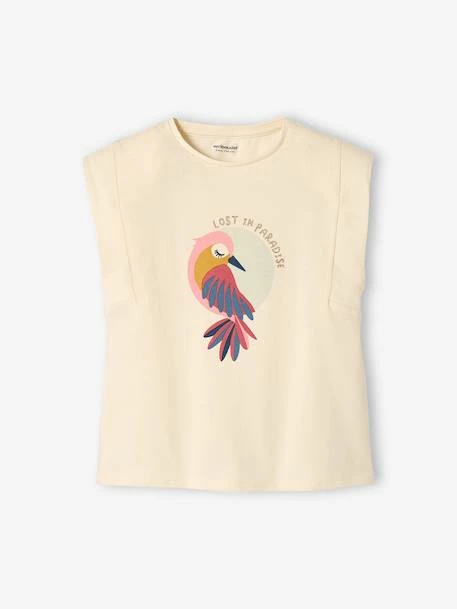 T-shirt Motif Oiseau De Paradis Fille Manches épaules écru - Vertbaudet 1 T-shirt Motif Oiseau De Paradis Fille Manches épaules écru - Vertbaudet