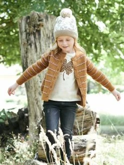 T-shirt Motif Trèfle Détails Irisés Et Flocage Velours Fille Beige - Vertbaudet