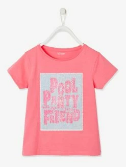 Alternative view of T-shirt "pool Party" En Sequins Réversibles Fille Rose - Vertbaudet