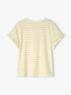 Alternative view of T-shirt Rayé Fille Manches Courtes Volantées écru - Vertbaudet