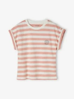 T-shirt Rayé Personnalisable Fille Rayé Vert - Vertbaudet