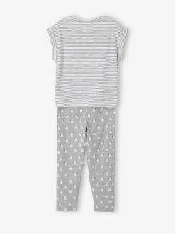 T-shirt + Short + Pantalon Pyjama Fille Lot Blanc Rayé - Vertbaudet -cyrillus boutique t shirt short pantalon pyjama fille 5