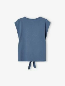 T-shirt Sport Motif Brillant Fille Bas Noué Bleu - Vertbaudet -cyrillus boutique t shirt sport motif brillant fille bas noue 1