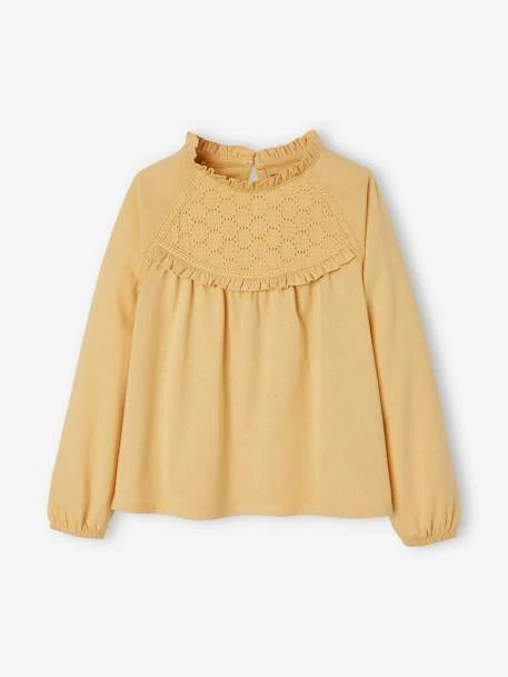 Tee-shirt Blouse Détail En Broderie Anglaise Fille Rose Poudré - Vertbaudet 4 Tee-shirt Blouse Détail En Broderie Anglaise Fille Rose Poudré - Vertbaudet – Image 4