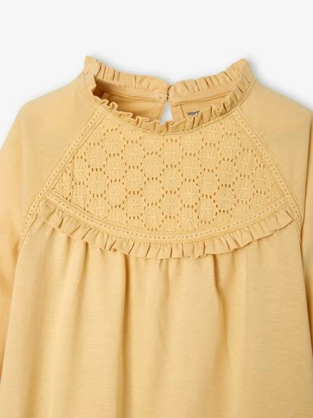 Tee-shirt Blouse Détail En Broderie Anglaise Fille Rose Poudré - Vertbaudet 6 Tee-shirt Blouse Détail En Broderie Anglaise Fille Rose Poudré - Vertbaudet – Image 6