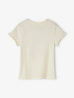 Tee-shirt égérie Fille Manches Courtes Volantées Ivoire - Vertbaudet -cyrillus boutique tee shirt egerie fille manches courtes volantees 5