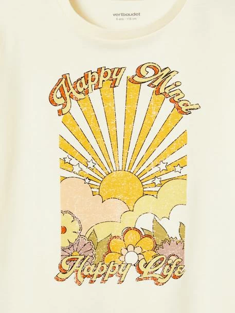 Tee-shirt "happy Life" Fille écru - Vertbaudet 3 Tee-shirt "happy Life" Fille écru - Vertbaudet – Image 3