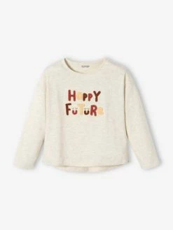 Tee-shirt Message En Bouclettes Fille Blanc - Vertbaudet