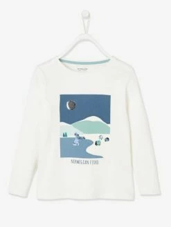 Tee-shirt Motif Fjord Fille Détails Sequins Ivoire - Vertbaudet