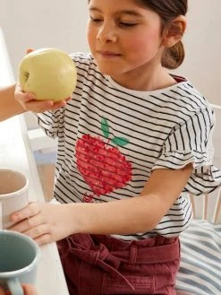 Tee-shirt Motif Fruit En Encre Gonflante Fille Rose Imprimé - Vertbaudet