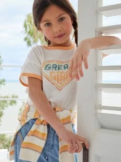 Alternative view of Tee-shirt Motif Graphique "great Girl" Fille écru - Vertbaudet
