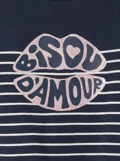 Tee-shirt Rayé Motif Girly à Paillettes Marine Rayé - Vertbaudet -cyrillus boutique tee shirt raye motif girly a paillettes 2