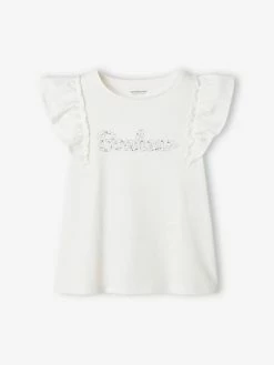 Tee-shirt Volanté Fille. écru - Vertbaudet